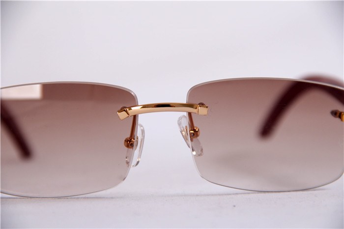 Cartier 3524012 Wood Big Lens Sunglasses In Gold Brown - EUR FASHION