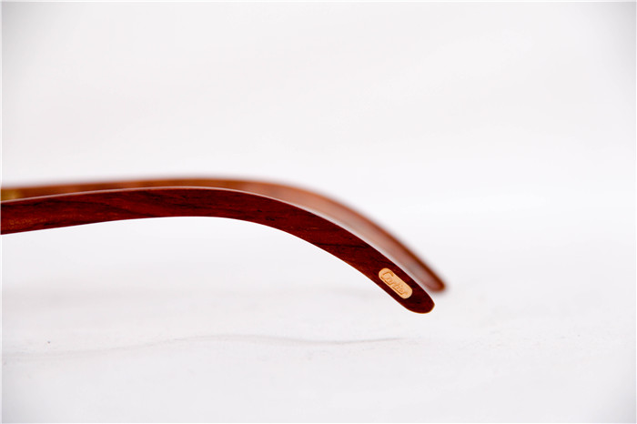 Cartier 3524012 Wood Big Lens Sunglasses In Gold Brown - EUR FASHION