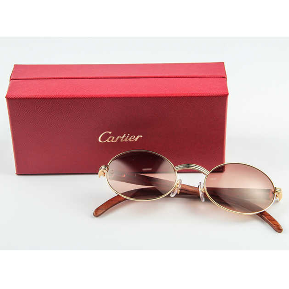 Cartier 7550178 55-22 Wood Sunglasses In Gold Brown - EUR FASHION