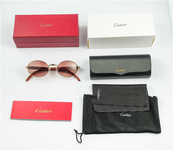 Cartier 7550178 55-22 Wood Sunglasses In Gold Brown - EUR FASHION