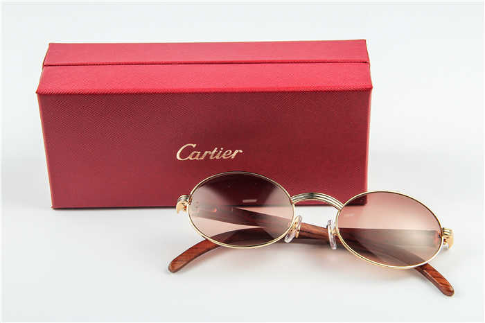 Cartier 7550178 55-22 Wood Sunglasses In Gold Brown - EUR FASHION