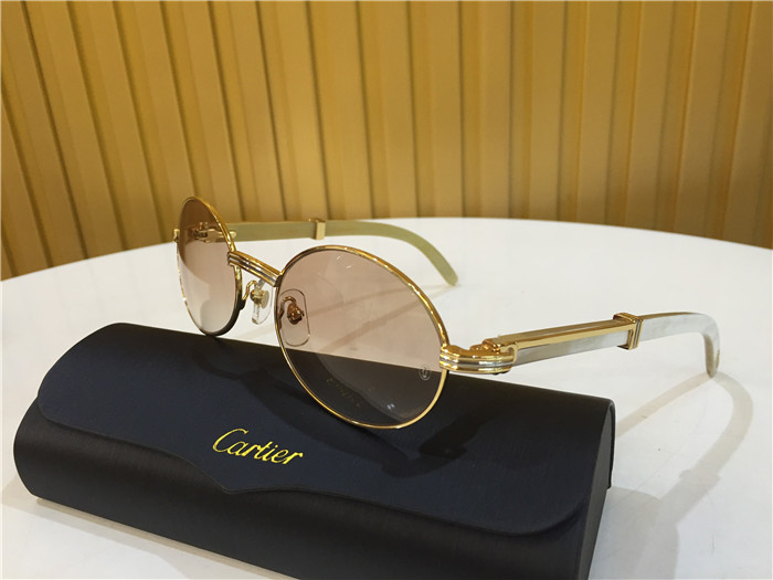 Cartier 7550178 55-22 White Curve Cattle Horn Sunglasses In Gold Brown - EUR FASHION