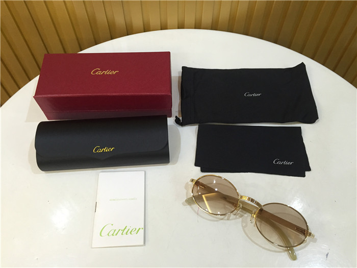 Cartier 7550178 55-22 White Curve Cattle Horn Sunglasses In Gold Brown - EUR FASHION