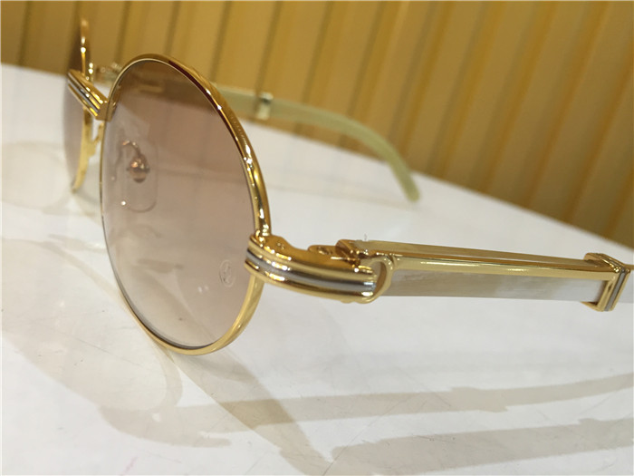 Cartier 7550178 55-22 White Curve Cattle Horn Sunglasses In Gold Brown - EUR FASHION