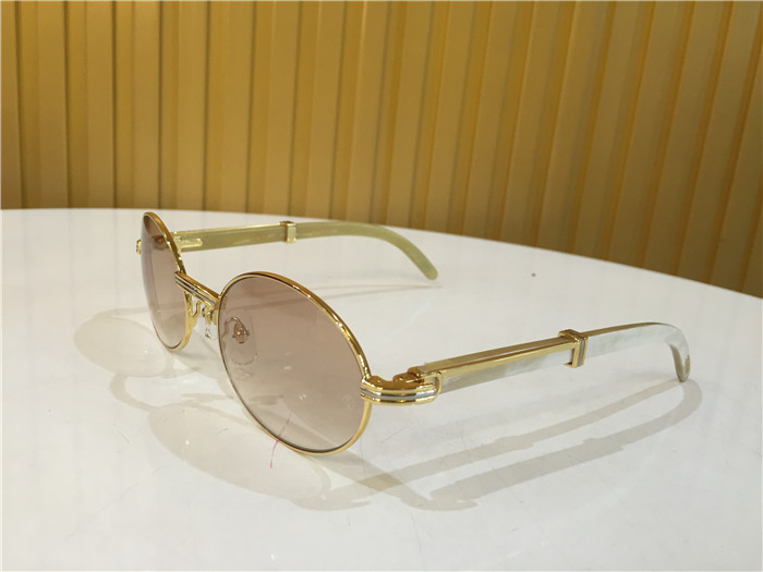 Cartier 7550178 55-22 White Curve Cattle Horn Sunglasses In Gold Brown - EUR FASHION