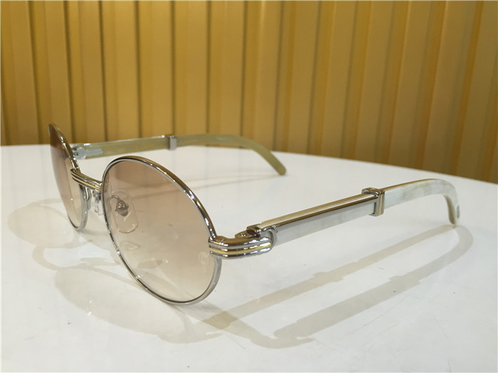 Cartier 7550178 55-22 White Curve Cattle Horn Sunglasses In Silver Brown - EUR FASHION