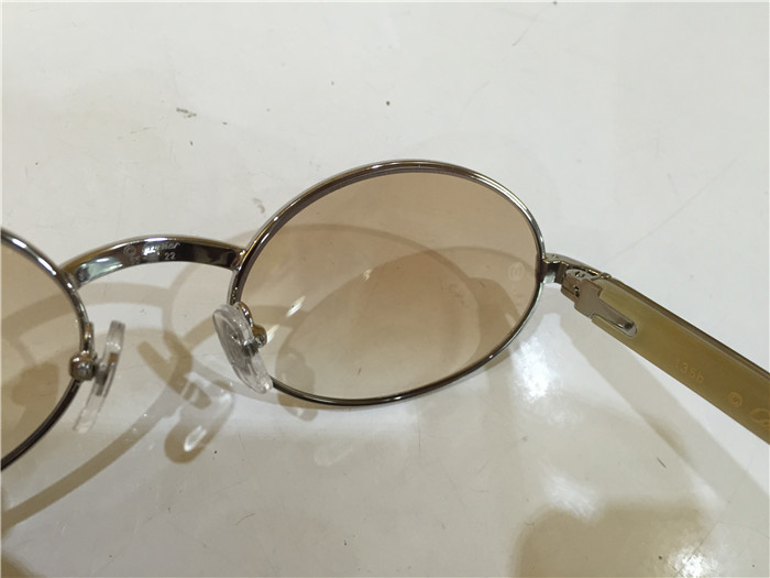 Cartier 7550178 55-22 White Curve Cattle Horn Sunglasses In Silver Brown - EUR FASHION