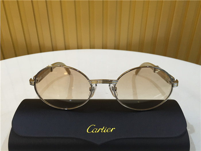 Cartier 7550178 55-22 White Curve Cattle Horn Sunglasses In Silver Brown - EUR FASHION