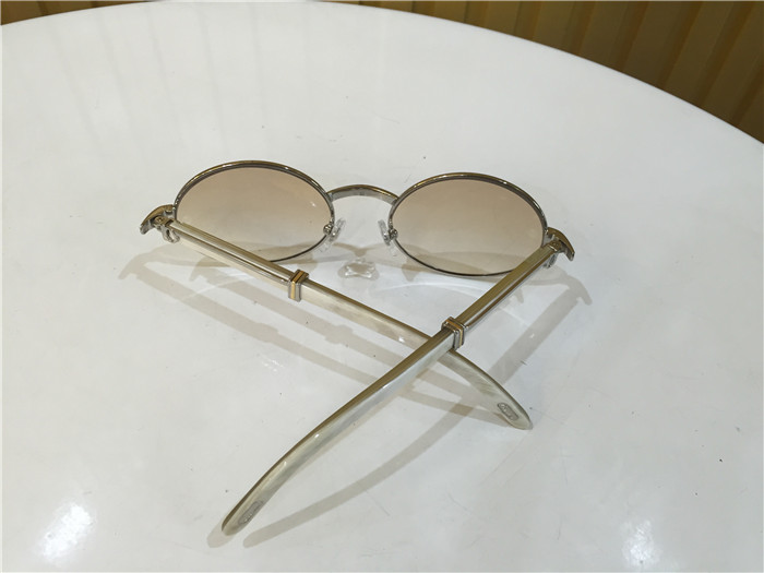 Cartier 7550178 55-22 White Curve Cattle Horn Sunglasses In Silver Brown - EUR FASHION