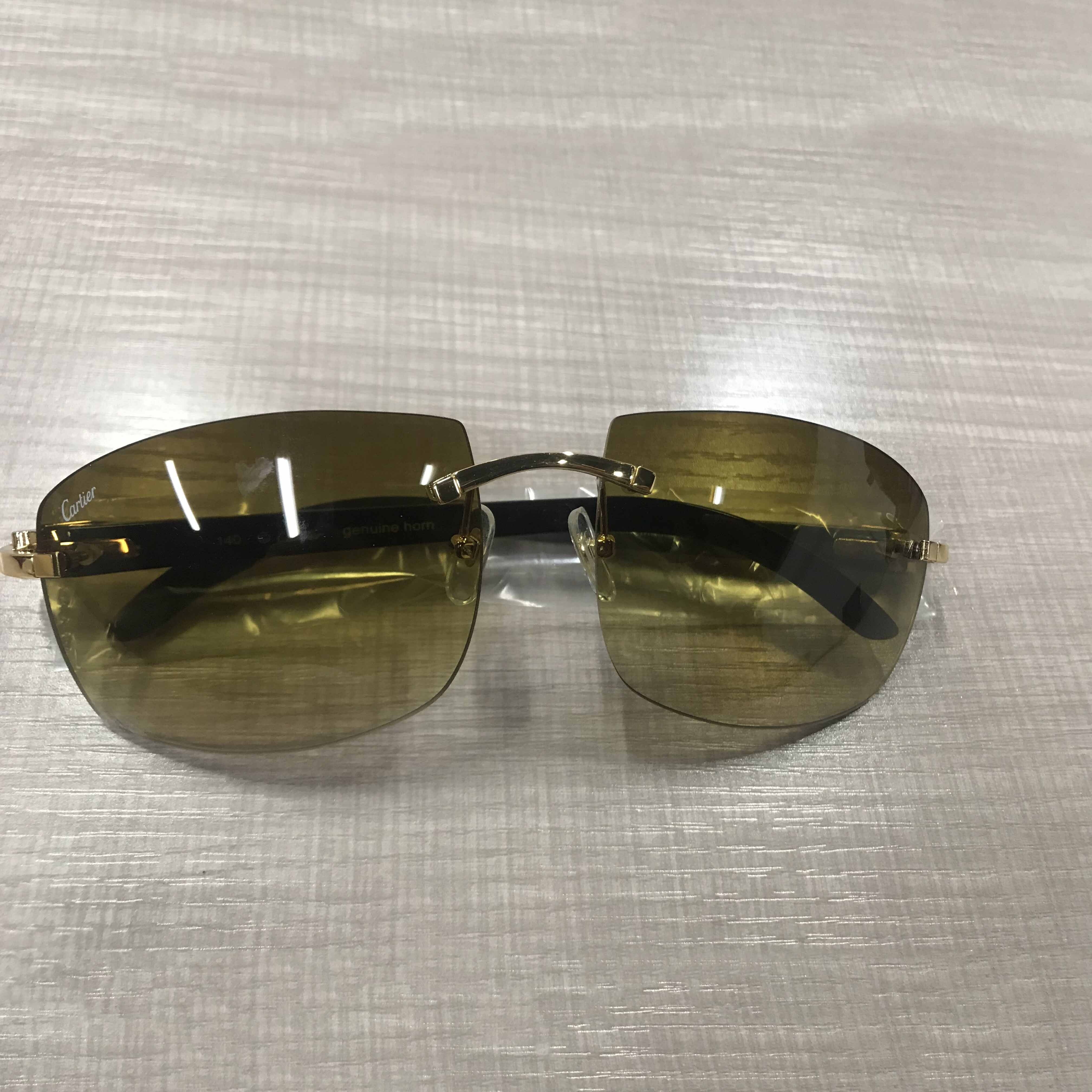 Cartier 4189705 White Mix Black Buffalo Sunglasses In Gold - EUR FASHION