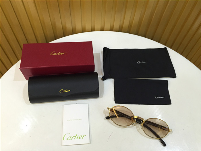 Cartier 7550178 55-22 Black Curve Cattle Horn Sunglasses In Gold Brown - EUR FASHION