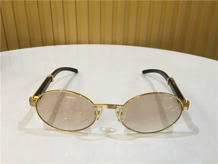 Cartier 7550178 55-22 Black Curve Cattle Horn Sunglasses In Gold Brown - EUR FASHION