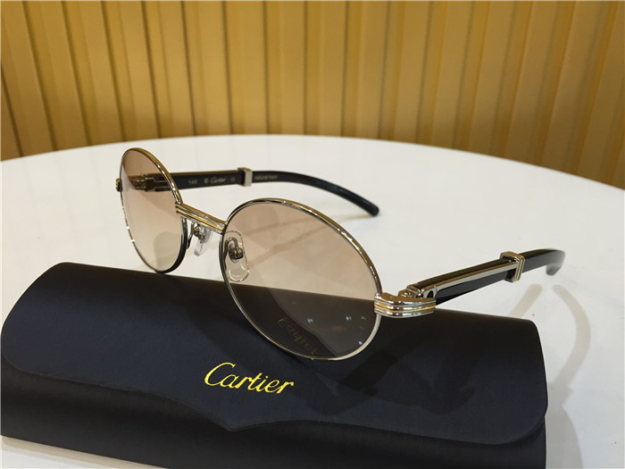 Cartier 7550178 55-22 Black Curve Cattle Horn Sunglasses In Silver Brown - EUR FASHION