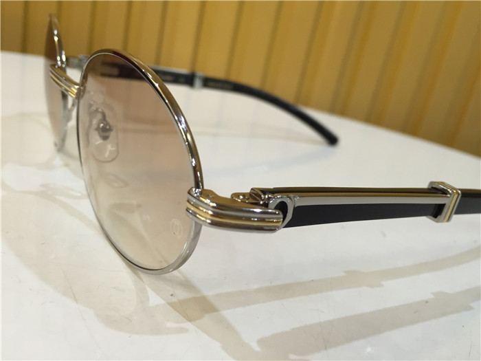 Cartier 7550178 55-22 Black Curve Cattle Horn Sunglasses In Silver Brown - EUR FASHION