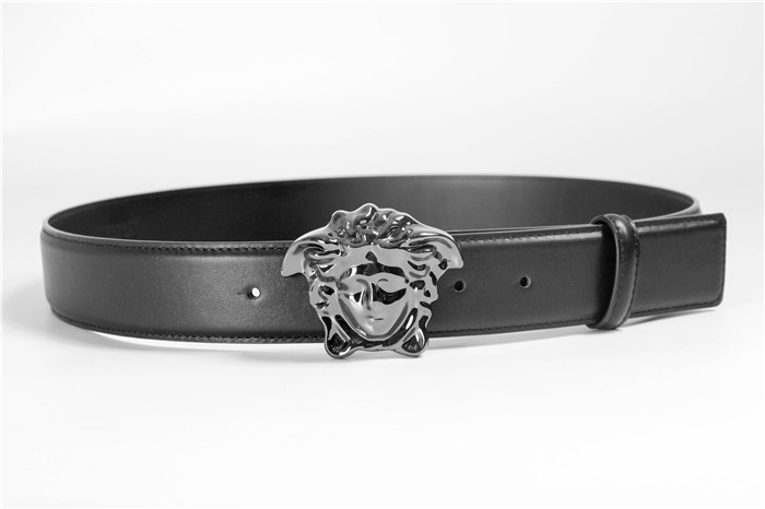 Versace Black Leather Versace Medusa Mens Belt Head Buckle - EUR FASHION