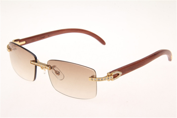 Cartier 3524012 Diamond Wood Sunglasses In Gold With Brown Gradient Lens - EUR FASHION