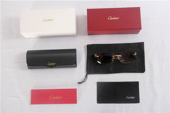 Cartier 3524012 White Buffalo Big Lens Sunglasses In Brown - EUR FASHION