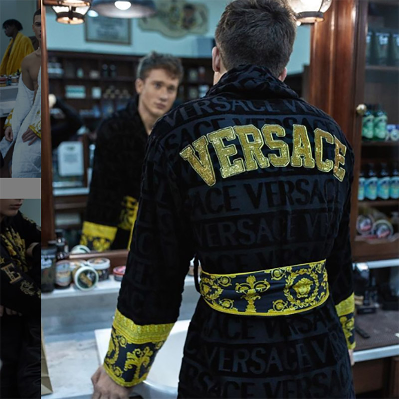 Versace Embroidered Bathrobe Black Gold - EUR FASHION