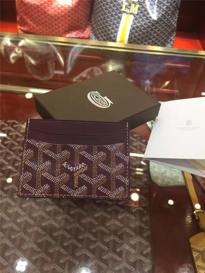 Goyard Card Holder Burgundy - EUR FASHION