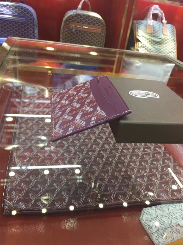 Goyard Card Holder Burgundy - EUR FASHION