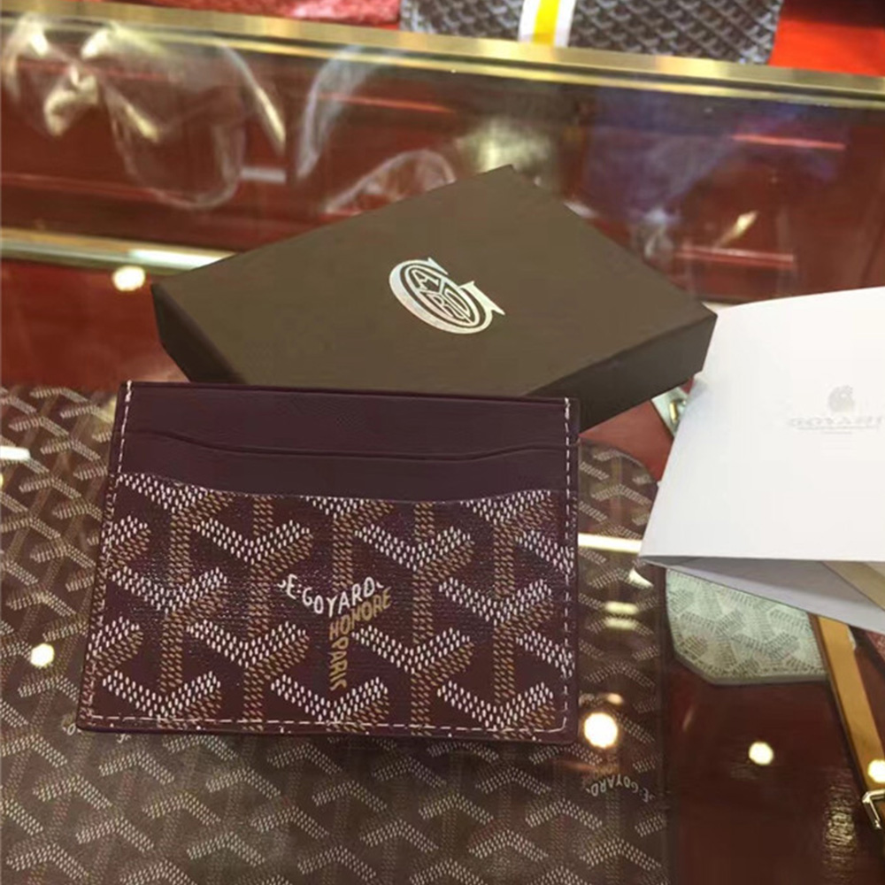 Goyard Card Holder Burgundy - EUR FASHION