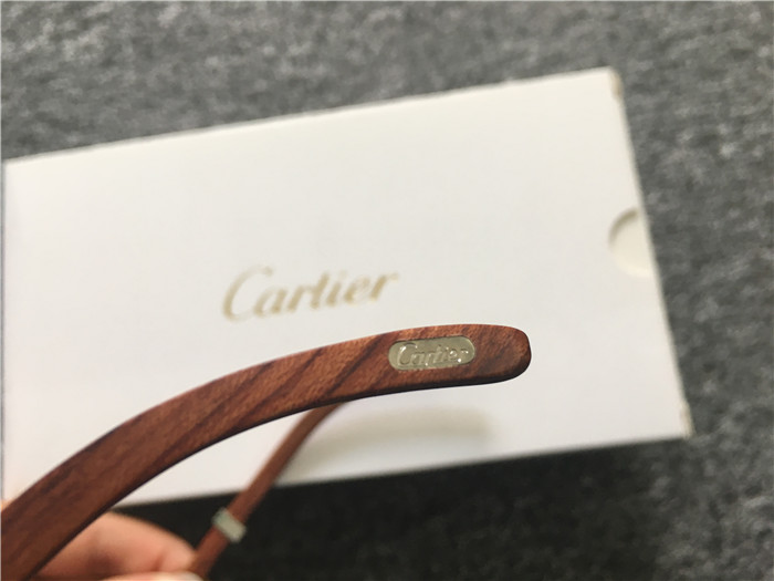 Cartier 7550178 57-22 Full Diamond Wood Sunglasses In Silver Brown - EUR FASHION