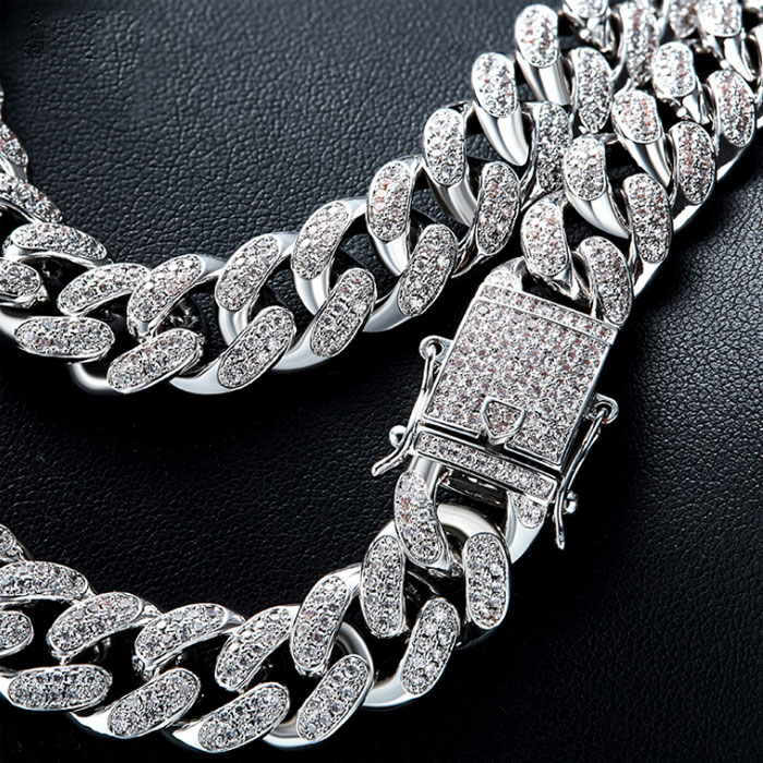 Miami Cuban Chain Cuban Necklace Bundle in White Gold - EUR FASHION