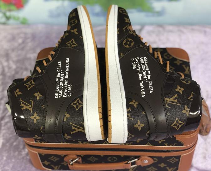 Nike X Off-White X Louis Vuitton Air Jordan 1 Customs Monogram Sneaker - EUR FASHION