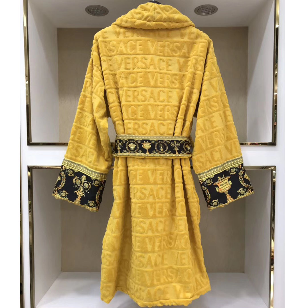 Versace Embroidered Bathrobe Yellow - EUR FASHION