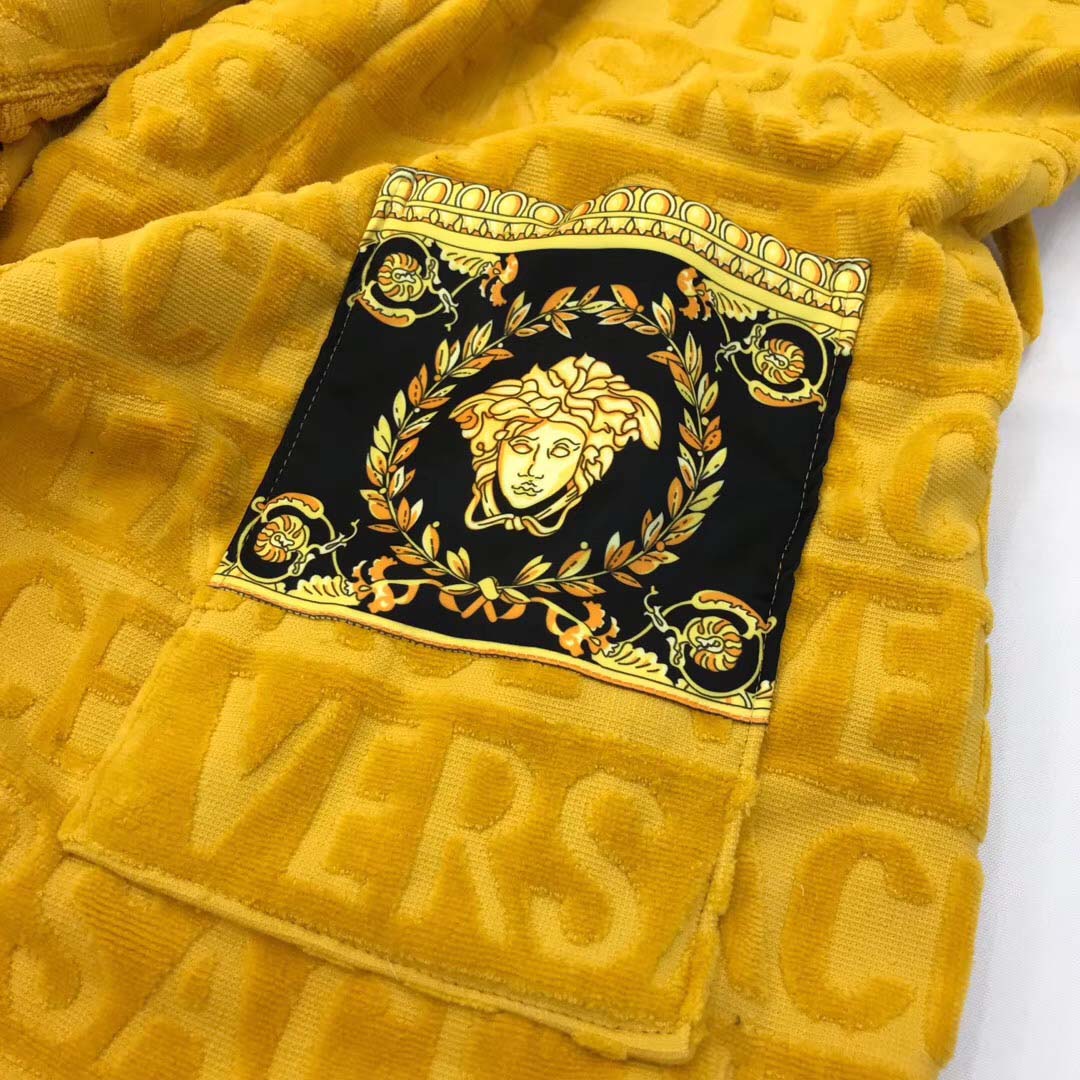 Versace Embroidered Bathrobe Yellow - EUR FASHION