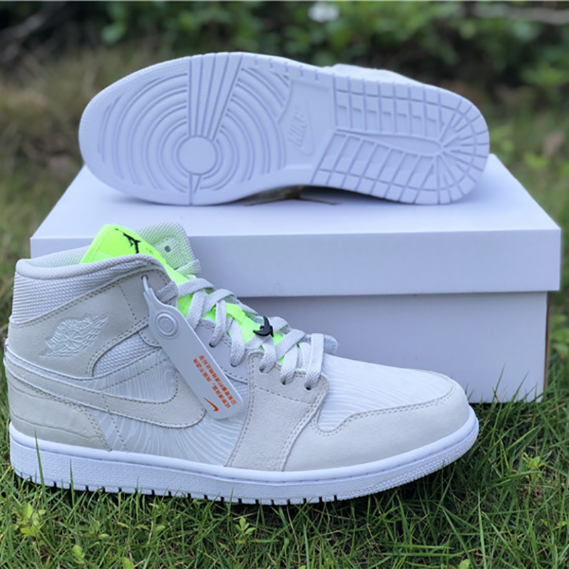 Jordan AJ1 Mid White Volt  - EUR FASHION