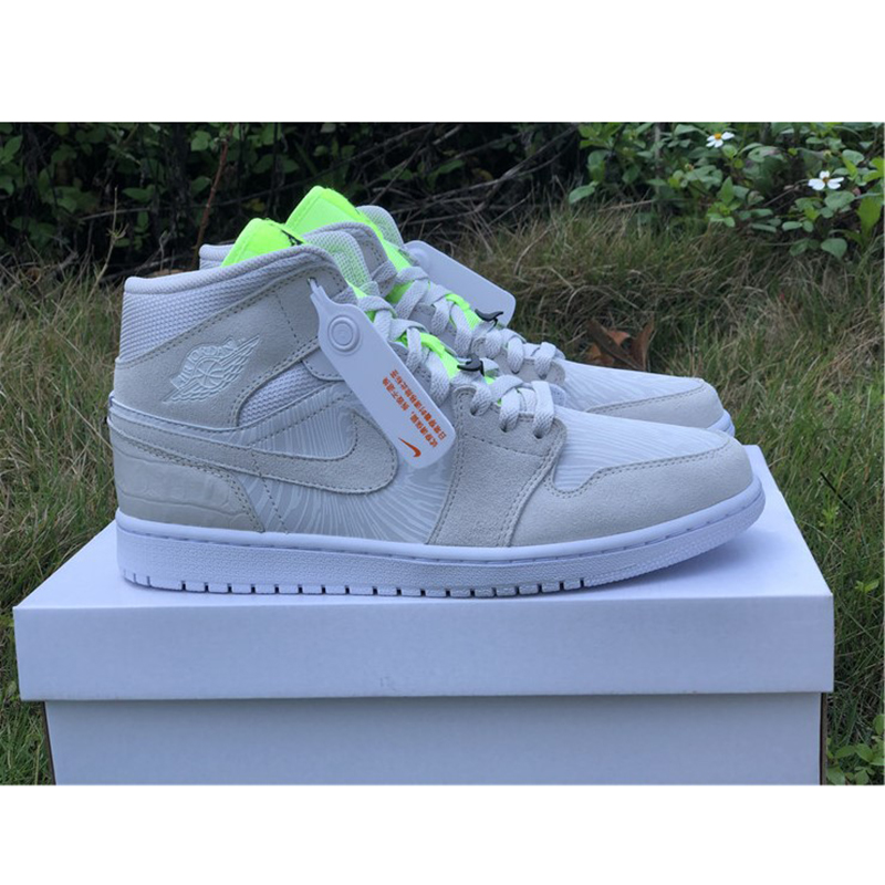 Jordan AJ1 Mid White Volt  - EUR FASHION