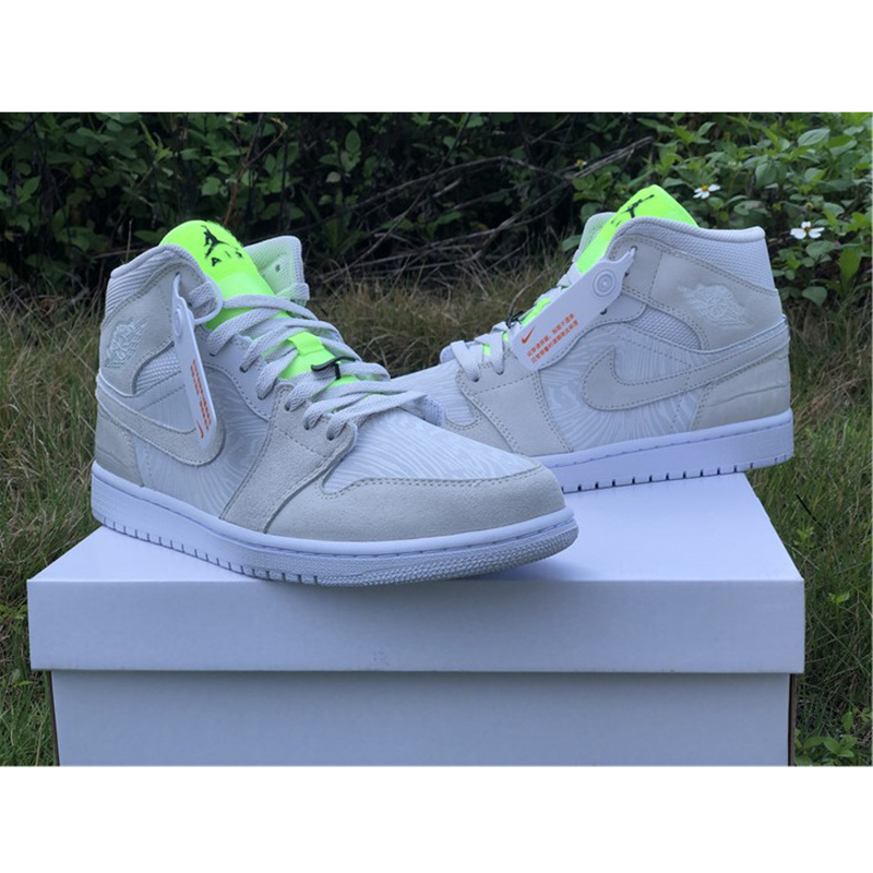 Jordan AJ1 Mid White Volt  - EUR FASHION