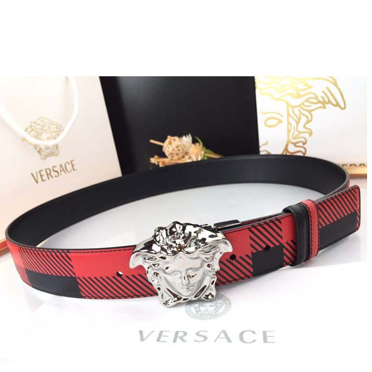 Versace Medusa Reversible Silver Buckle Leather Belt - EUR FASHION