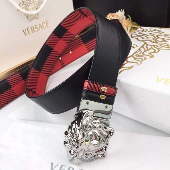 Versace Medusa Reversible Silver Buckle Leather Belt - EUR FASHION