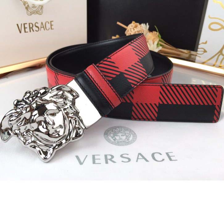 Versace Medusa Reversible Silver Buckle Leather Belt - EUR FASHION