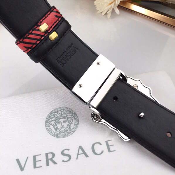 Versace Medusa Reversible Silver Buckle Leather Belt - EUR FASHION