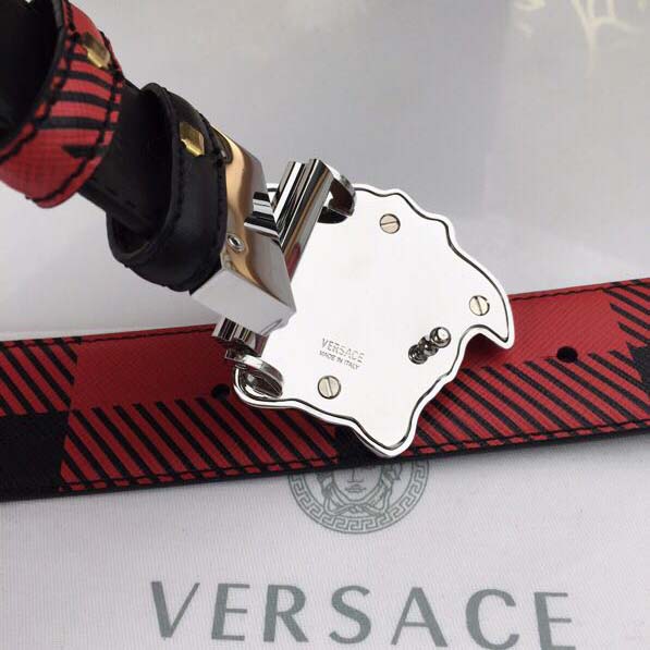 Versace Medusa Reversible Silver Buckle Leather Belt - EUR FASHION