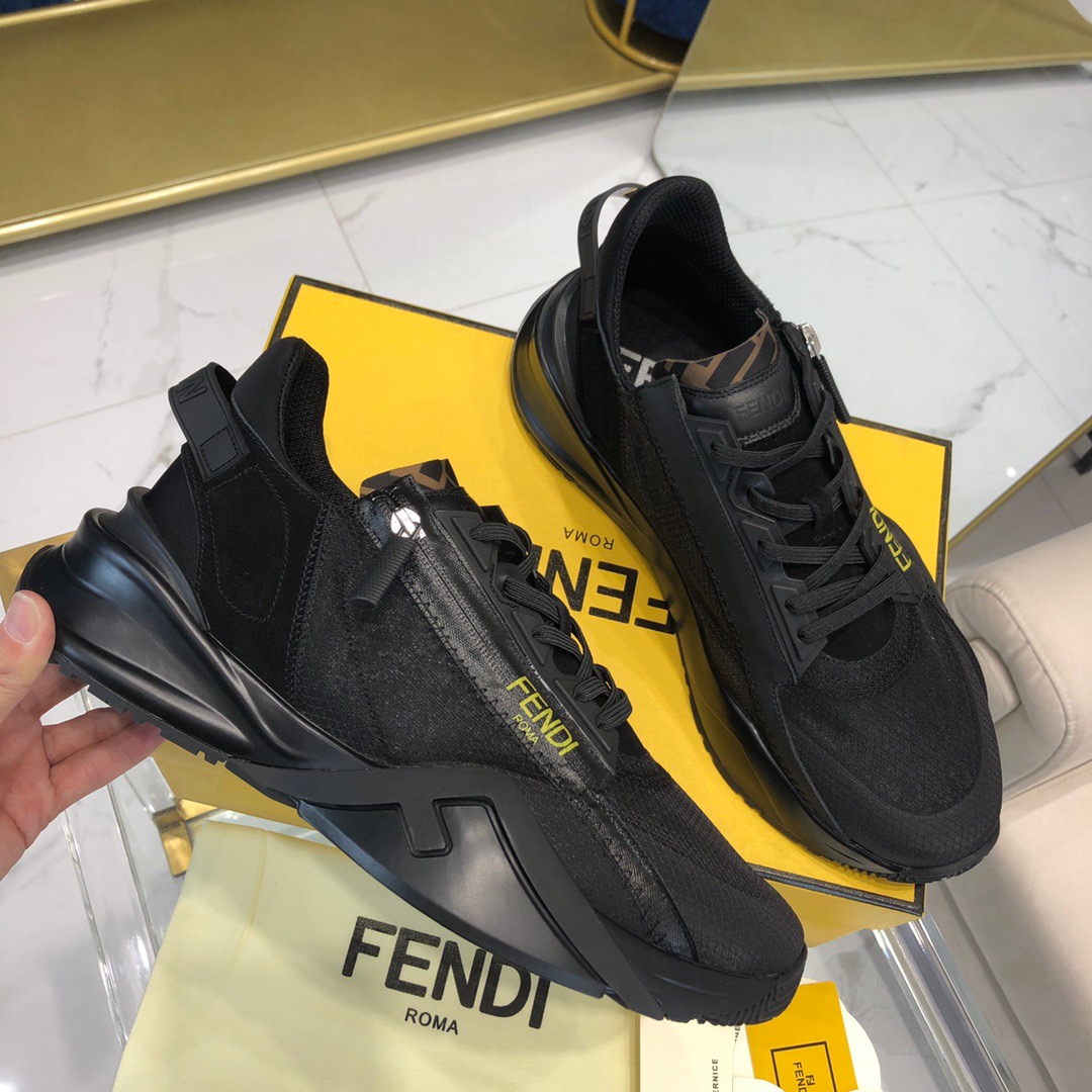 Fendi Black Nylon Low Tops Sneaker - EUR FASHION