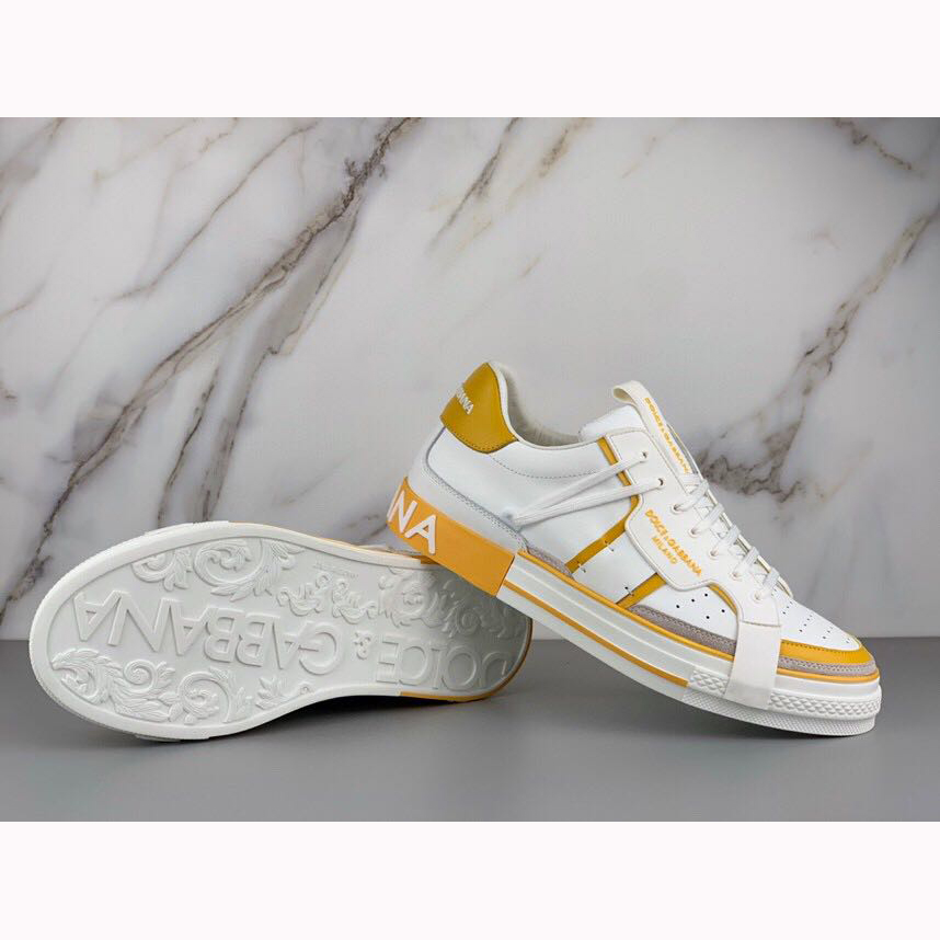 Dolce & Gabbana Calfskin 2Zero Custom Sneakers In Yellow - EUR FASHION