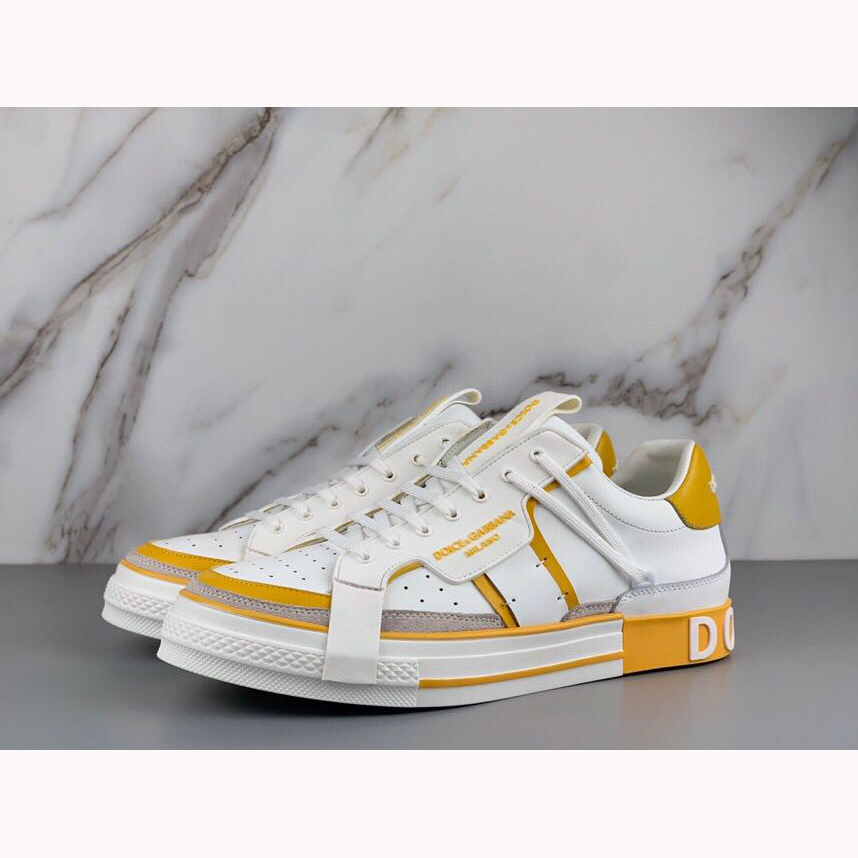 Dolce & Gabbana Calfskin 2Zero Custom Sneakers In Yellow - EUR FASHION