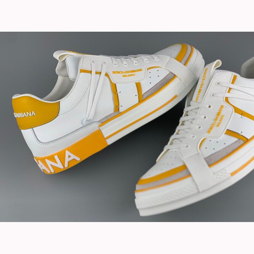 Dolce & Gabbana Calfskin 2Zero Custom Sneakers In Yellow - EUR FASHION