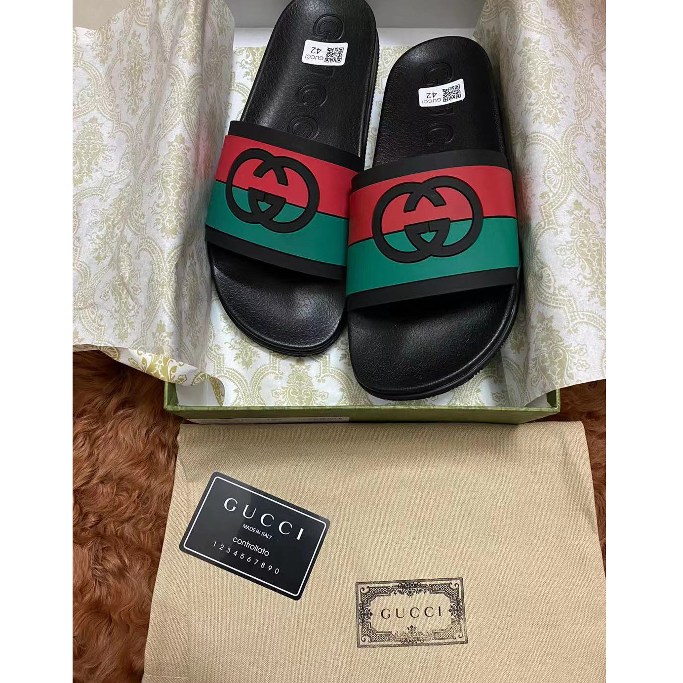 Gucci Men's Interlocking G Slide Sandal - EUR FASHION