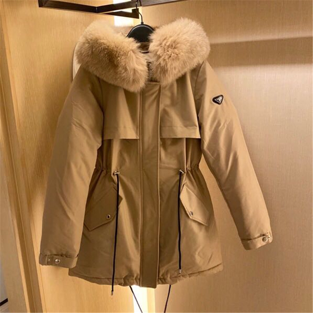 Prada Detachable Long Down Jacket(Apricot) - EUR FASHION