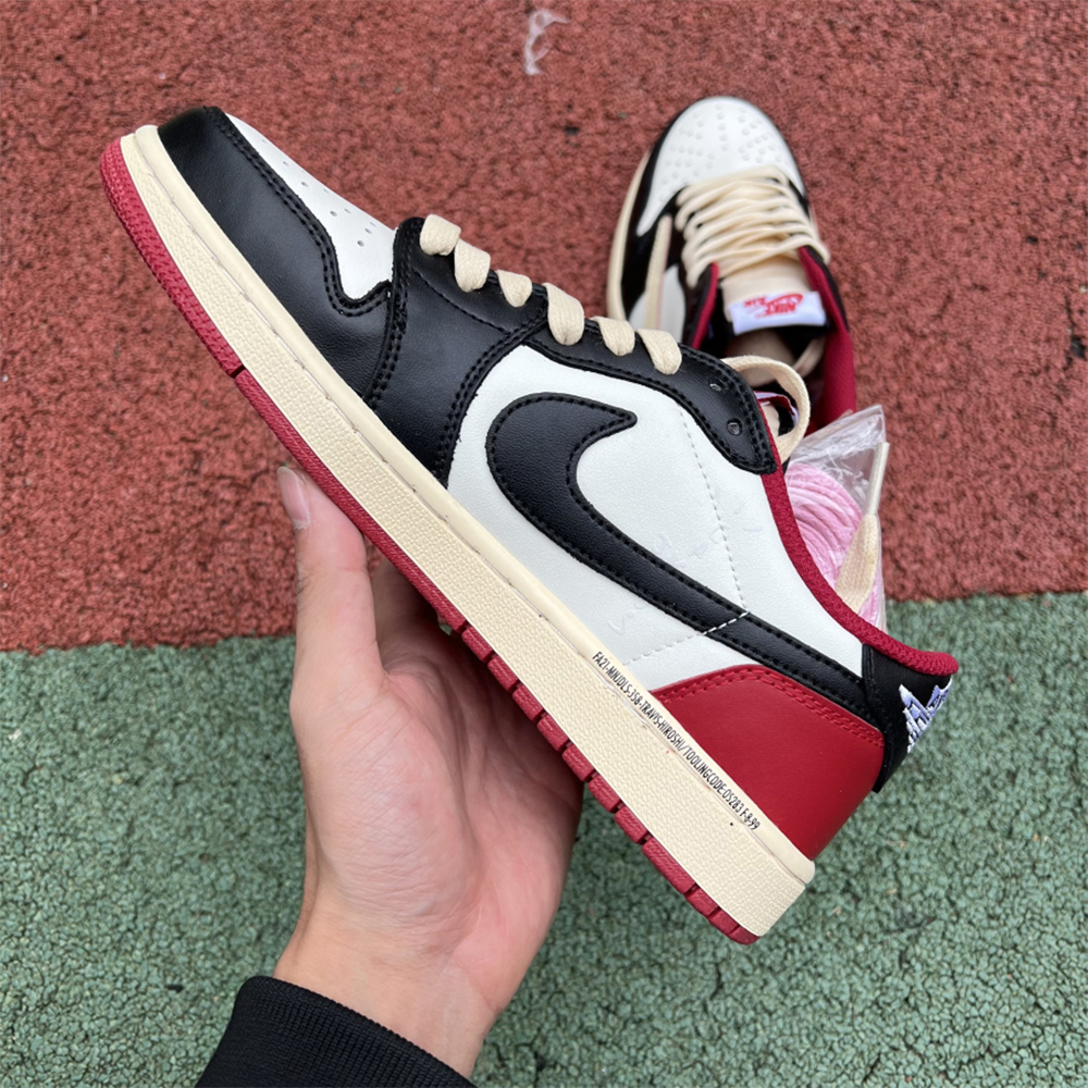 Jordan AJ1 Low Fragment X Travis Scott Black White Red - EUR FASHION