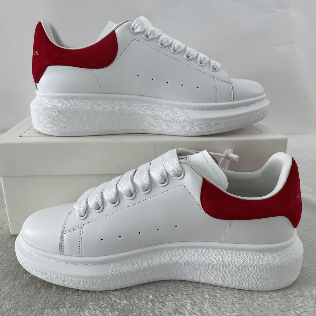 Alexander Mcqueen Leather Exaggerated-Sole Sneakers (Suede Red Back ) - EUR FASHION