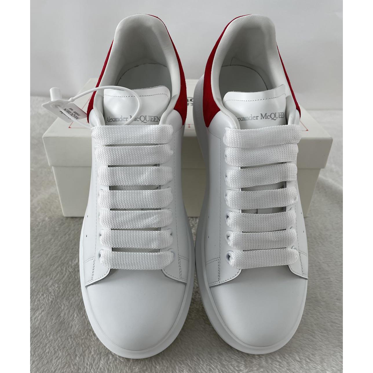 Alexander Mcqueen Leather Exaggerated-Sole Sneakers (Suede Red Back ) - EUR FASHION