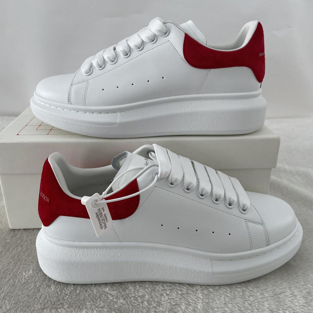 Alexander Mcqueen Leather Exaggerated-Sole Sneakers (Suede Red Back ) - EUR FASHION