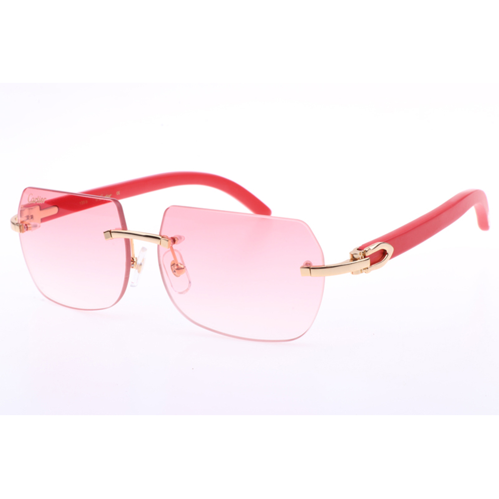 Cartier 8300818 Red Wood Sunglasses In Gold Gradient Pink - EUR FASHION