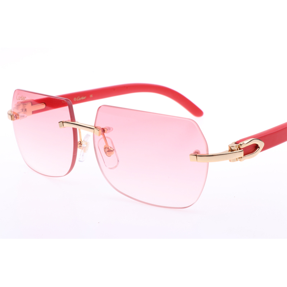 Cartier 8300818 Red Wood Sunglasses In Gold Gradient Pink - EUR FASHION